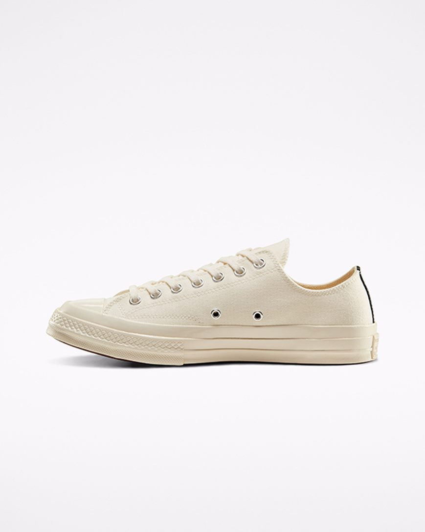 Men's Converse x Comme des Garçons PLAY Chuck 70 Low Top Shoes White / Red | AU CE948P